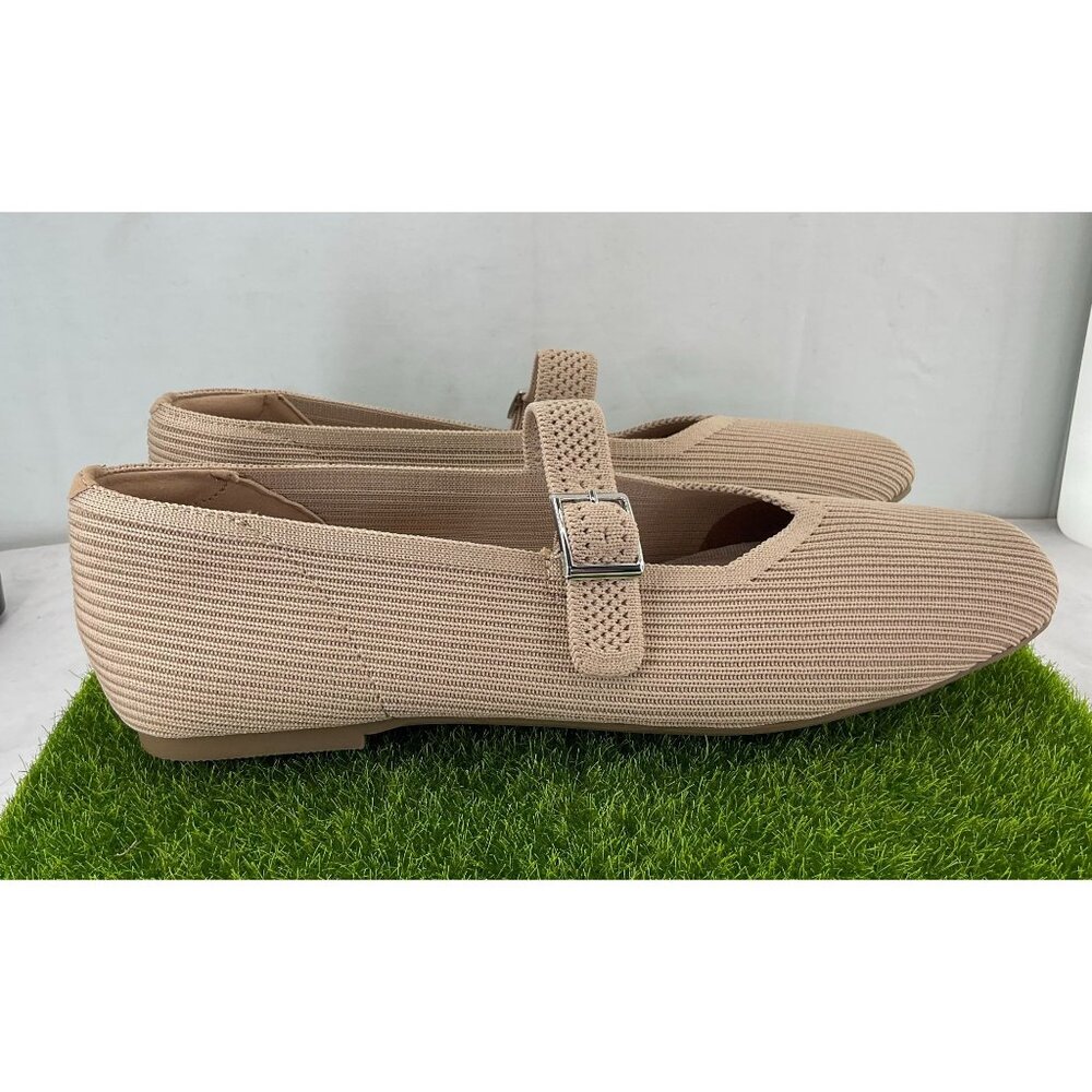 New Mary Jane Style Knit Flats With Adjustable Buckle Strap
